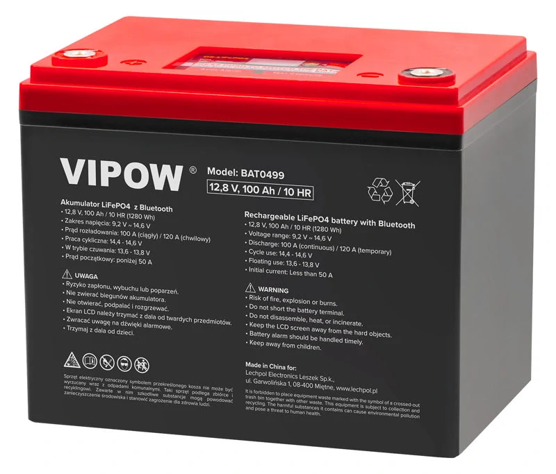 Baterie LiFePO4 VIPOW BAT0499 12,8V 100Ah Bluetooth