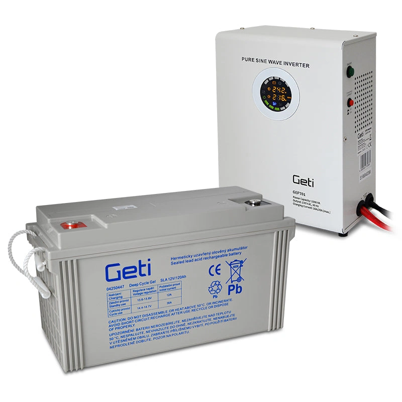 Záložní zdroj GETI GEP701 sinus 700W nástěnný + baterie 120Ah