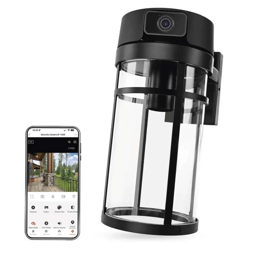 Emos H4074 GoSmart Venkovní otočná kamera IP-1300 LANTERN s WiFi a světlem, černá