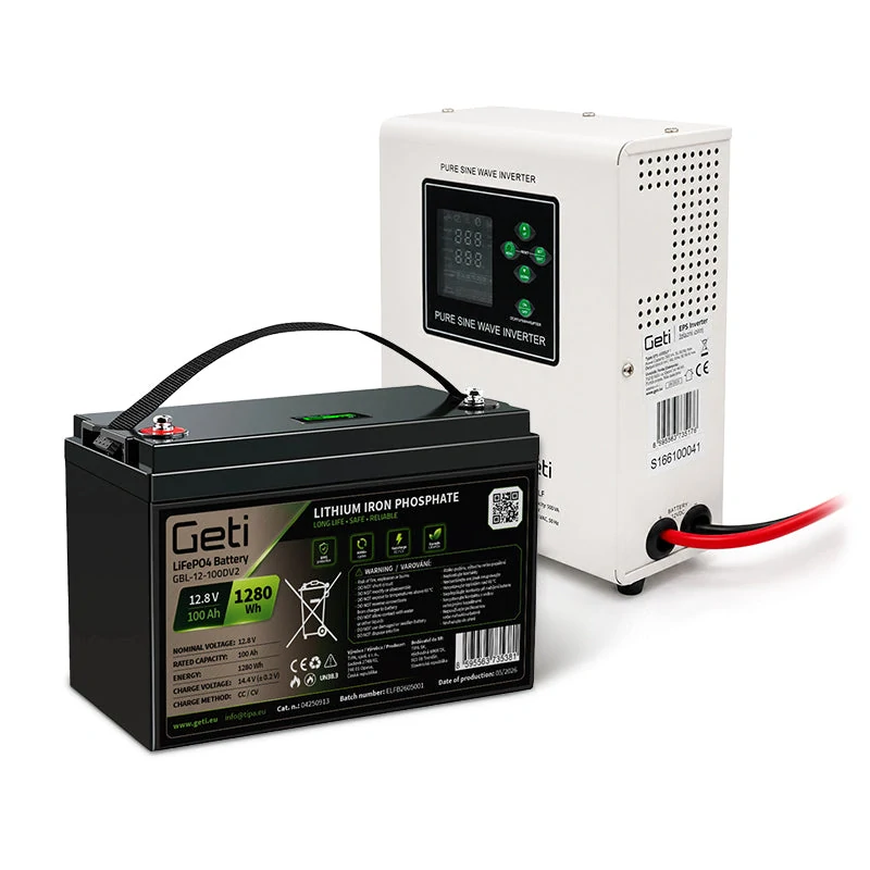 Záložní zdroj GETI GEP301LF sinus 300W (500VA) + baterie LiFePO4 100Ah