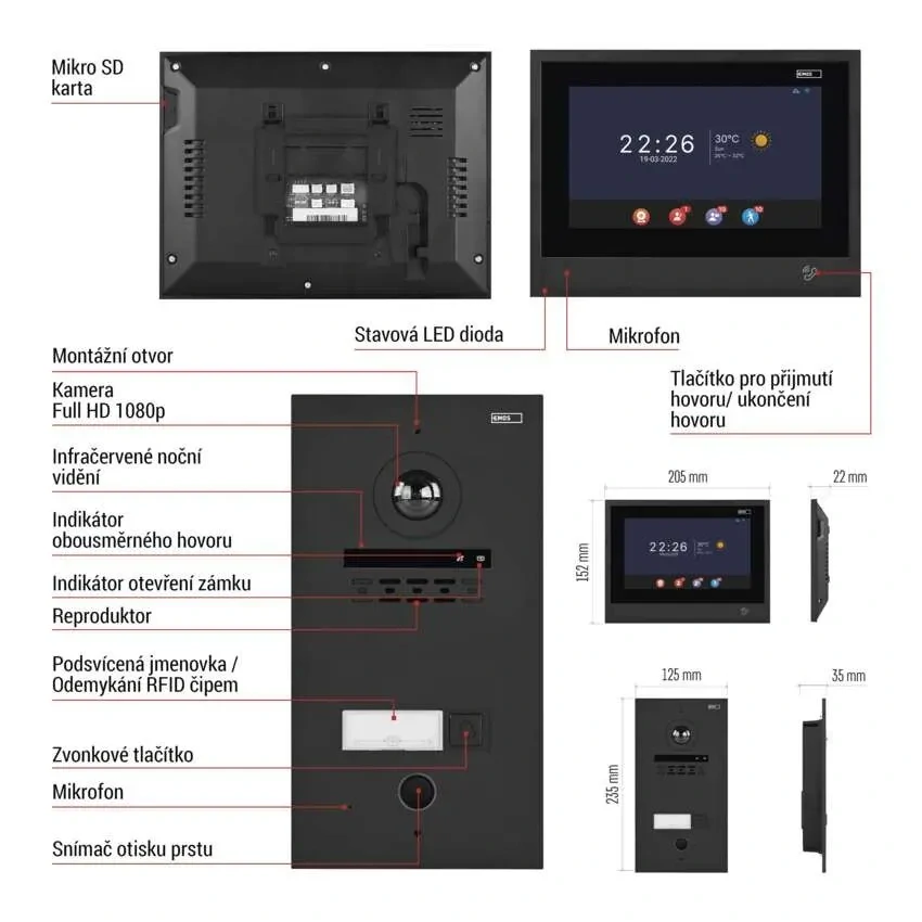 Emos H4080 Sada domovního videotelefonu GoSmart IP-880A 2WIRE s WiFi