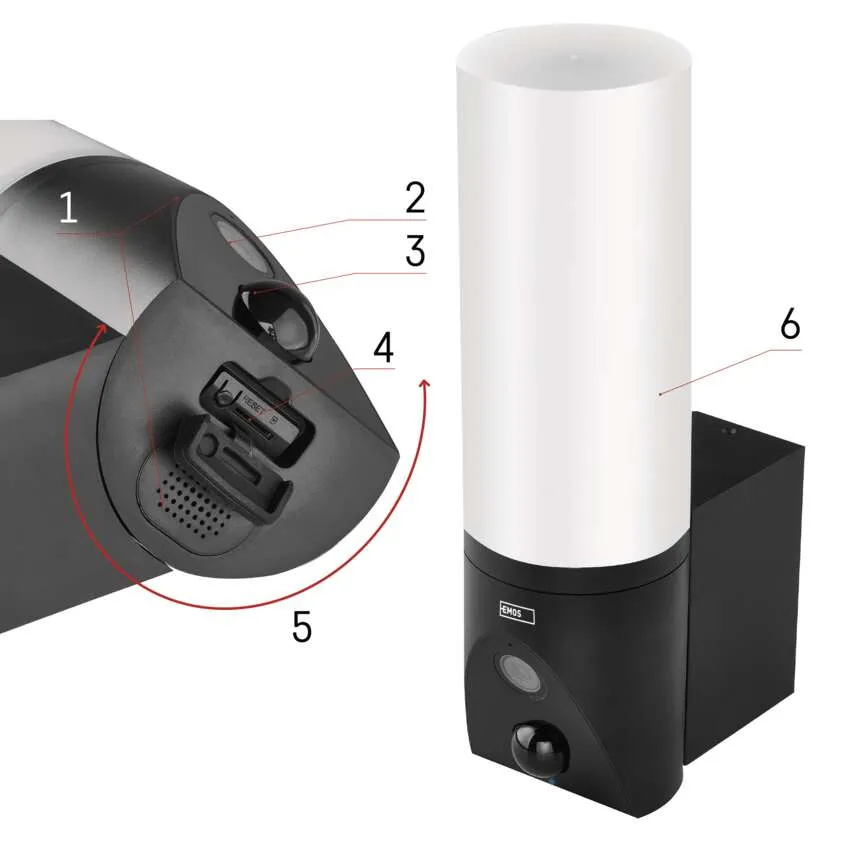 Emos H4065 GoSmart Venkovní otočná kamera IP-310 TORCH s WiFi a světlem, černá