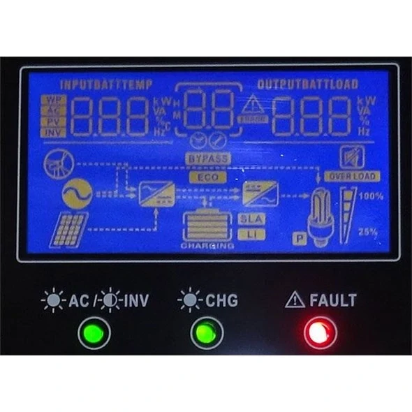 Hybridní měnič napětí CARSPA MKS-2.2K, DC/AC 12V/1800W, MPPT