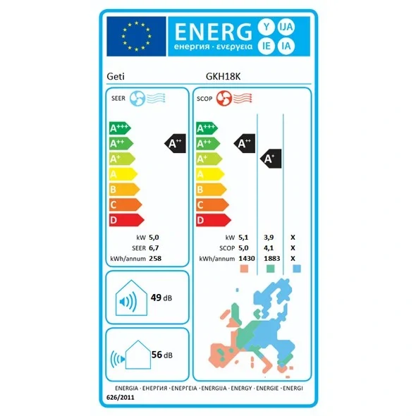 Hybridní klimatizace GETI GKH18K 5kW