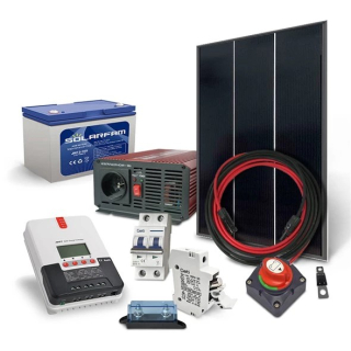 Solární sestava ostrovní SOLARFAM 180Wp, 12V, baterie 100Ah, měnič 230VAC 600W