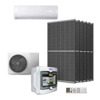 Sada klimatizace GETI GKH12K 3,5kW hybridní, 6x panel 450W, DC rozvaděč