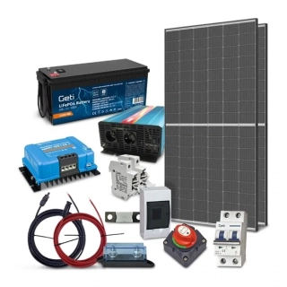 Ostrovní solární sestava TRINA 910Wp, baterie LiFePO4 24V 100Ah, měnič 24V/230VAC 2000W