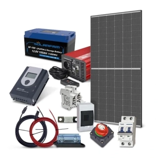 Solární sestava ostrovní TRINA 455Wp, baterie LiFePO4 12V 100Ah, měnič 230VAC 1000W